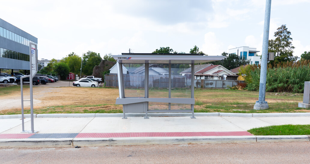 BOOST bus shelter installed in segment 1 of the 56 Airline/Montrose.
